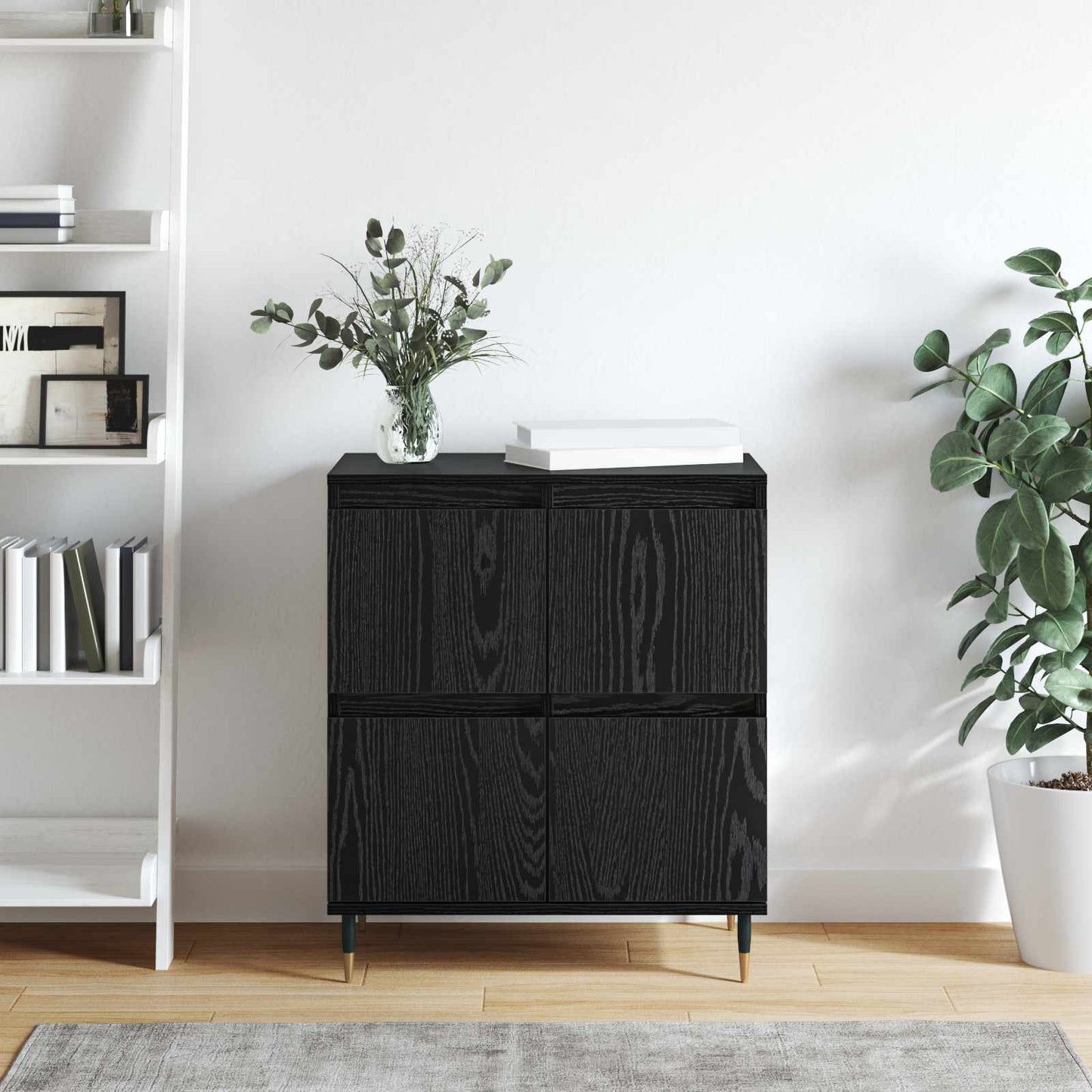Sideboard Schwarz Eichen-Optik 60 x 35 x 70 cm