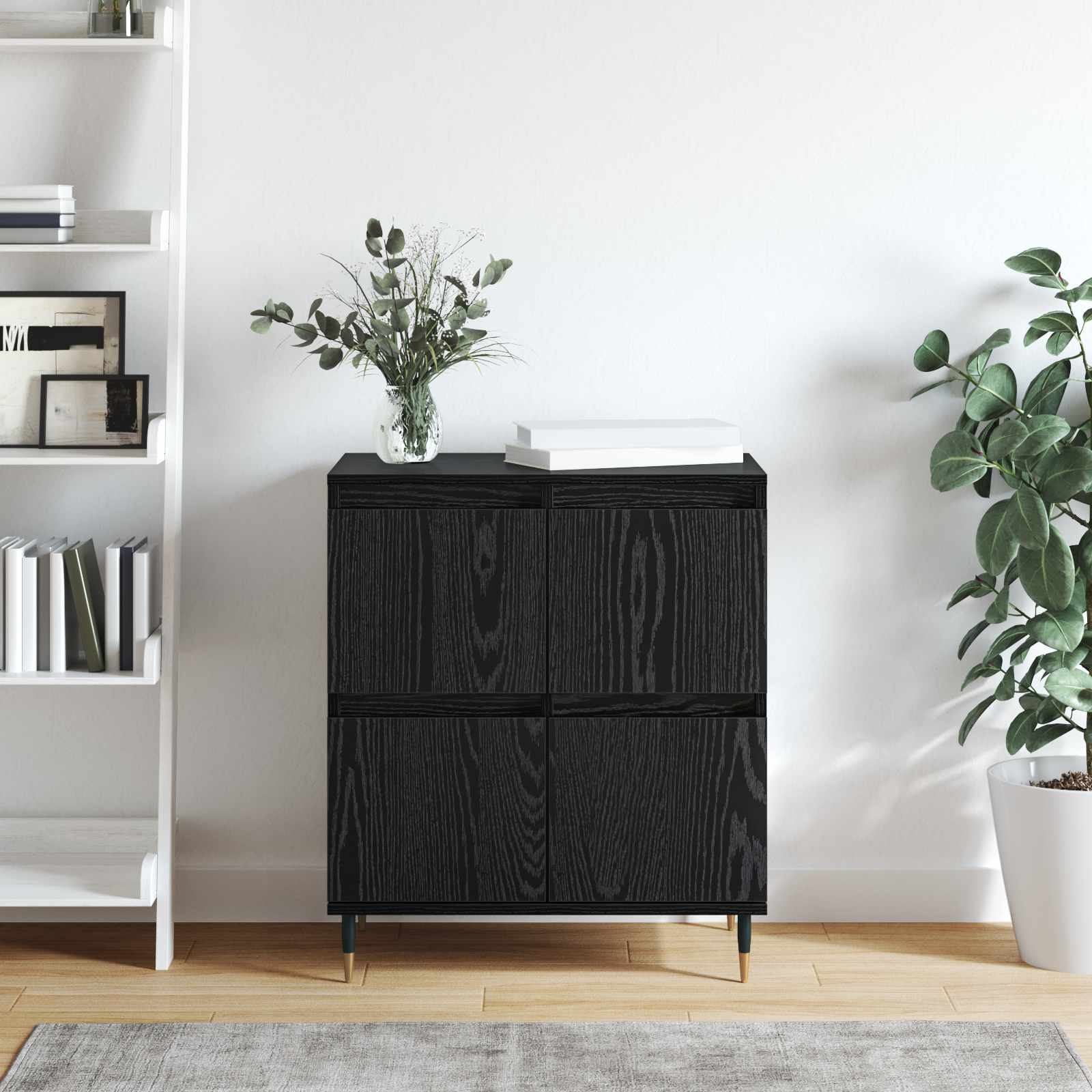 Sideboard Schwarz Eichen-Optik 60 x 35 x 70 cm