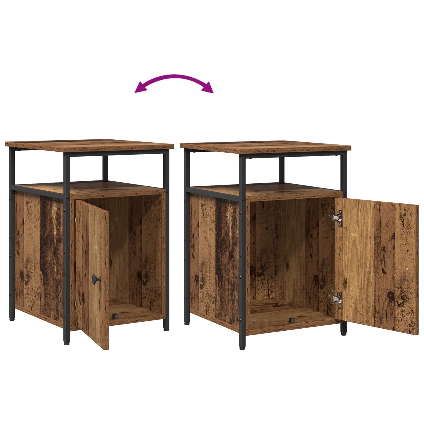 Nachttisch 2 stk. Altholz Holzwerkstoff
