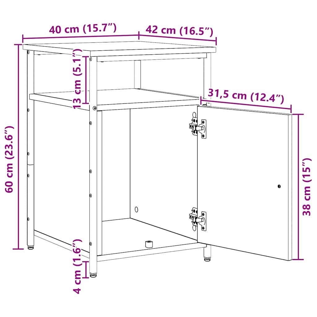 Nachttisch 2 stk. Artisan-Eiche Holzwerkstoff