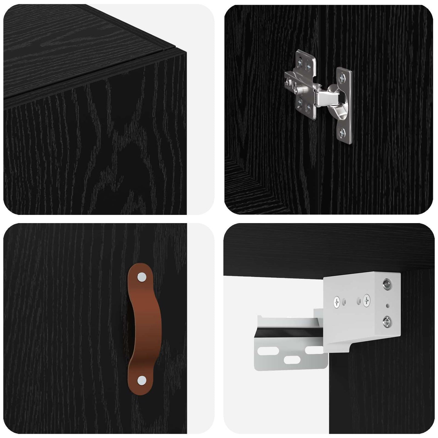 Wandschrank Schwarz Eichen-Optik 69,5 x 34 x 90 cm