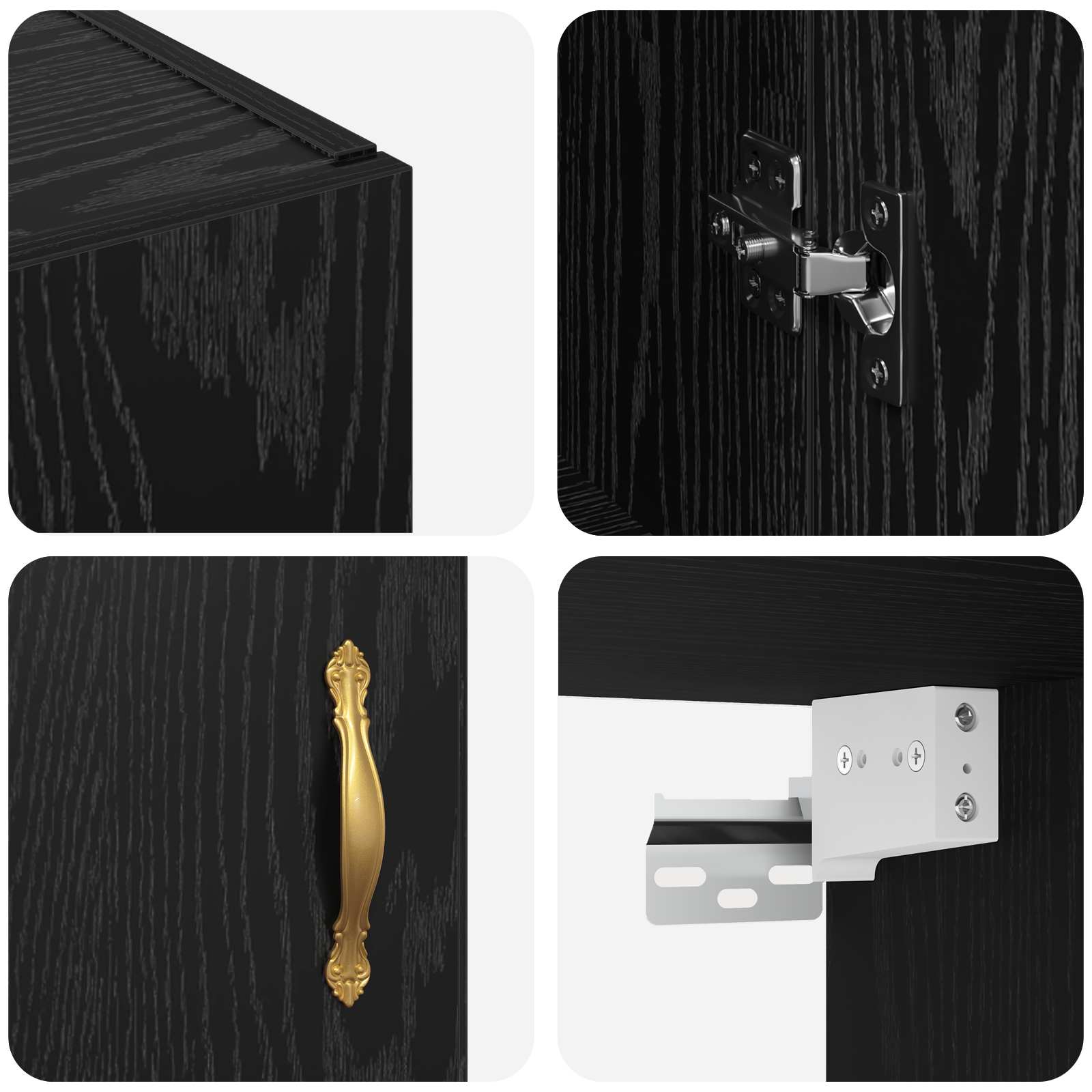 Wandschrank Schwarz Eichen-Optik 69,5 x 34 x 90 cm