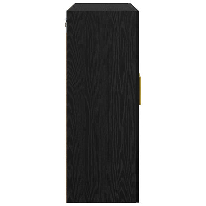 Wandschrank Schwarz Eichen-Optik 69,5 x 34 x 90 cm