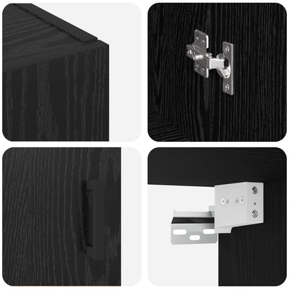Wandschrank Schwarz Eichen-Optik 69,5 x 34 x 90 cm