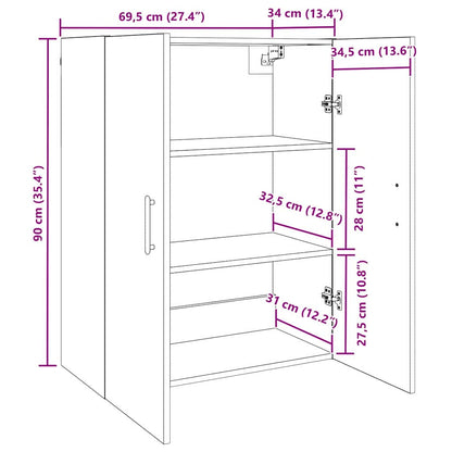 Wandschrank Schwarz Eichen-Optik 69,5 x 34 x 90 cm