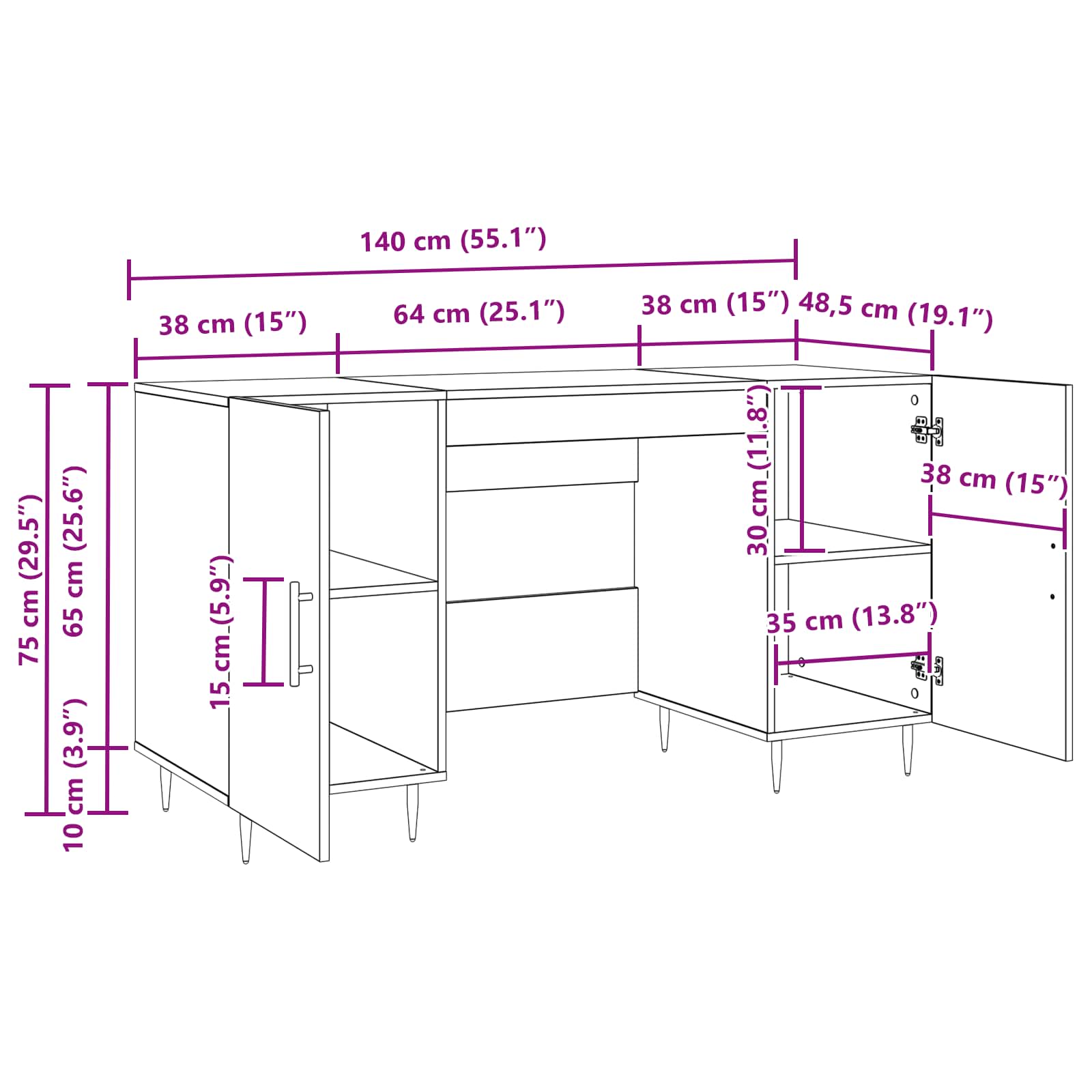 Schreibtisch Altholz Holzwerkstoff 140 x 50 x 75 cm