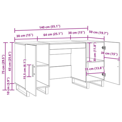 Schreibtisch Artisan-Eiche Holzwerkstoff 140 x 50 x 75 cm