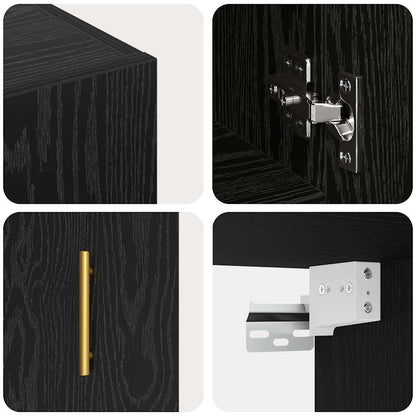 Wandschrank 60 x 31 x 70 cm Holzwerkstoff Schwarz Eichen-Optik