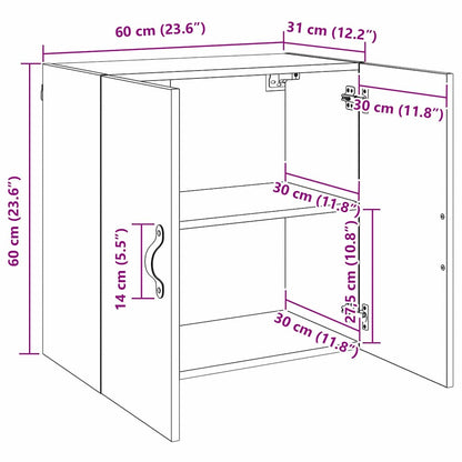 Wandschrank 60 x 31 x 60 cm Holzwerkstoff Artisan-Eiche