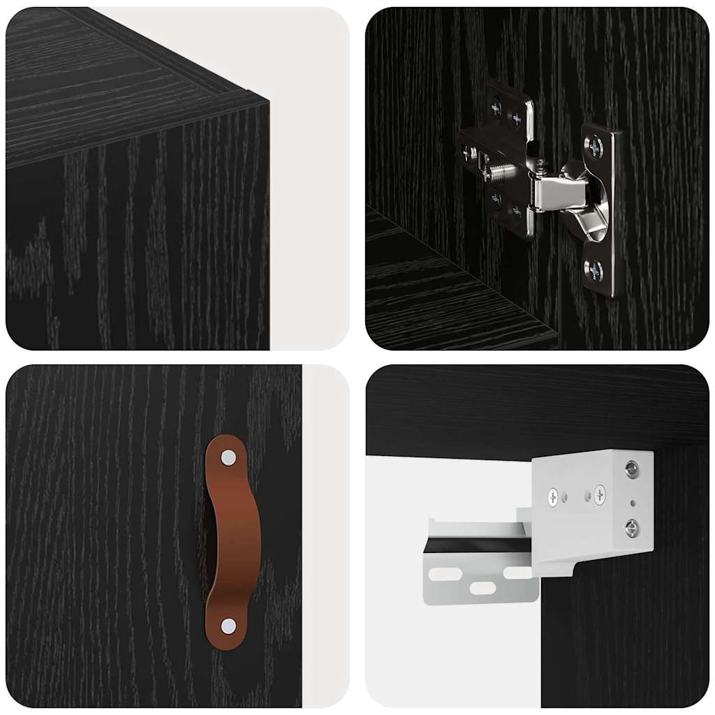 Wandschrank Schwarz Eichen-Optik 60 x 31 x 60 cm Holzwerkstoff