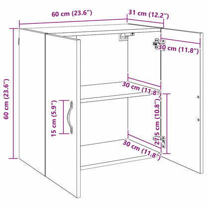 Wandschrank 60 x 31 x 60 cm Holzwerkstoff Schwarz Eichen-Optik