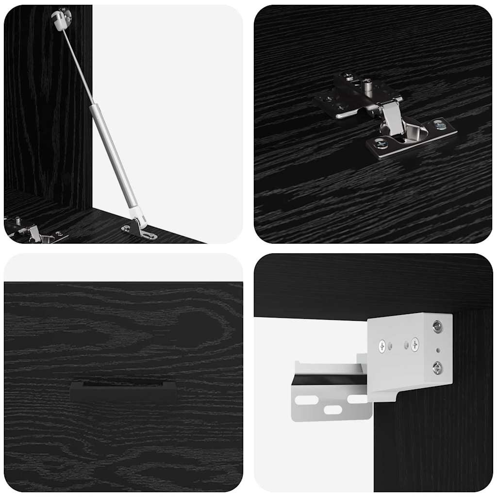 Wandschrank Wandmontiert Schwarz Eichen-Optik 60 x 36.5 x 35 cm