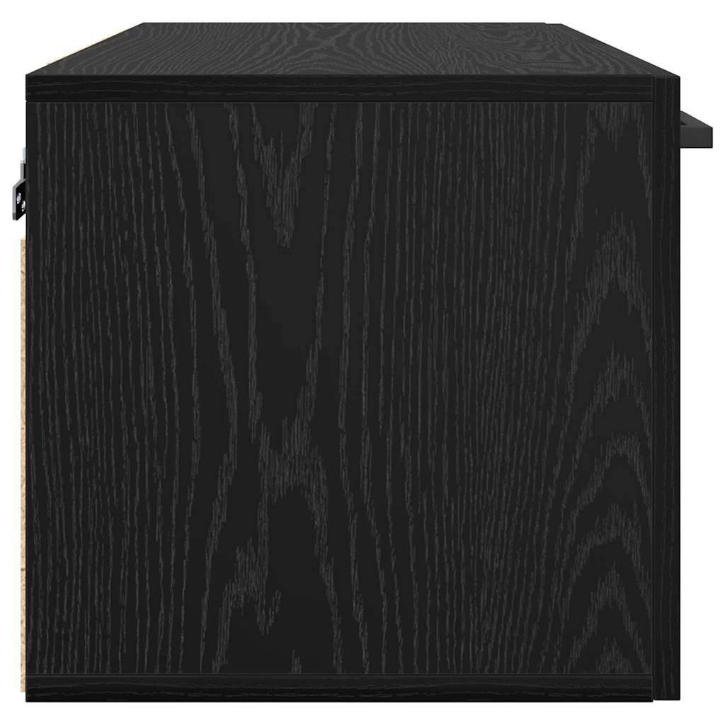 Wandschrank Wandmontiert Schwarz Eichen-Optik 60 x 36.5 x 35 cm