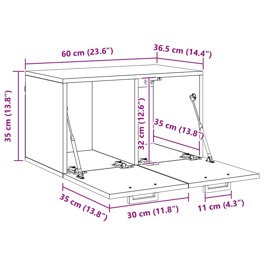 Wandschrank 60 x 36,5 x 35 cm Holzwerkstoff