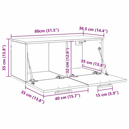 Wandschrank 80 x 36.5 x 35 cm Holzwerkstoff Artisan-Eiche