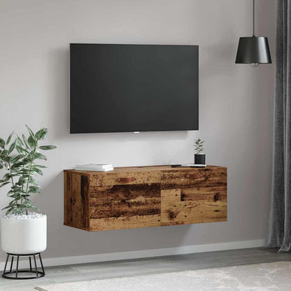 Wandschrank 100 x 36,5 x 35 cm Holzwerkstoff Altholz