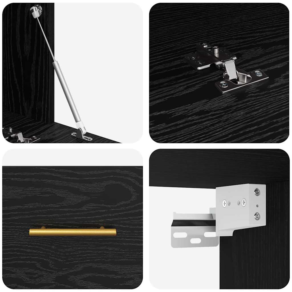 Wandschrank Schwarz Eichen-Optik 100 x 36,5 x 35 cm