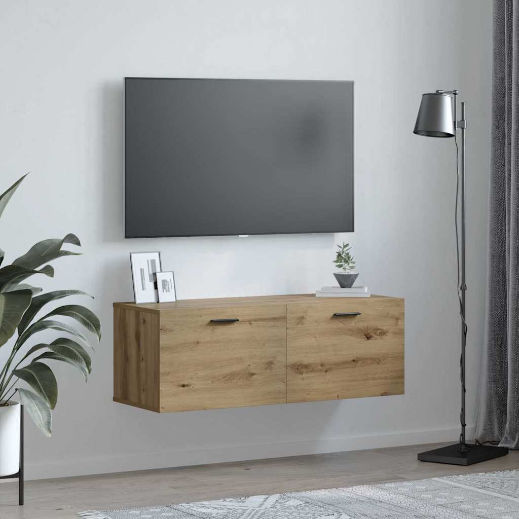 Wandschrank 100 x 36,5 x 35 cm Holzwerkstoff Artisan-Eiche