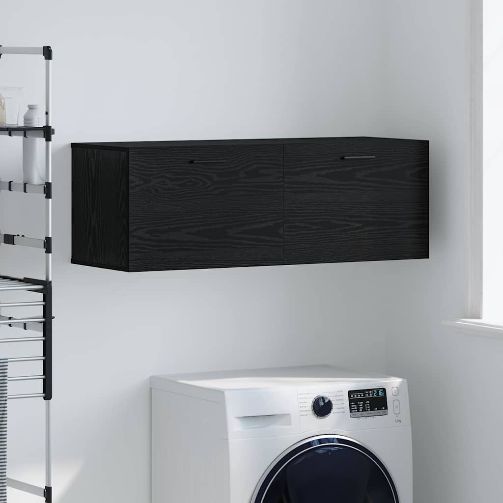 Wandschrank Schwarz Eichen-Optik 100 x 36,5 x 35 cm