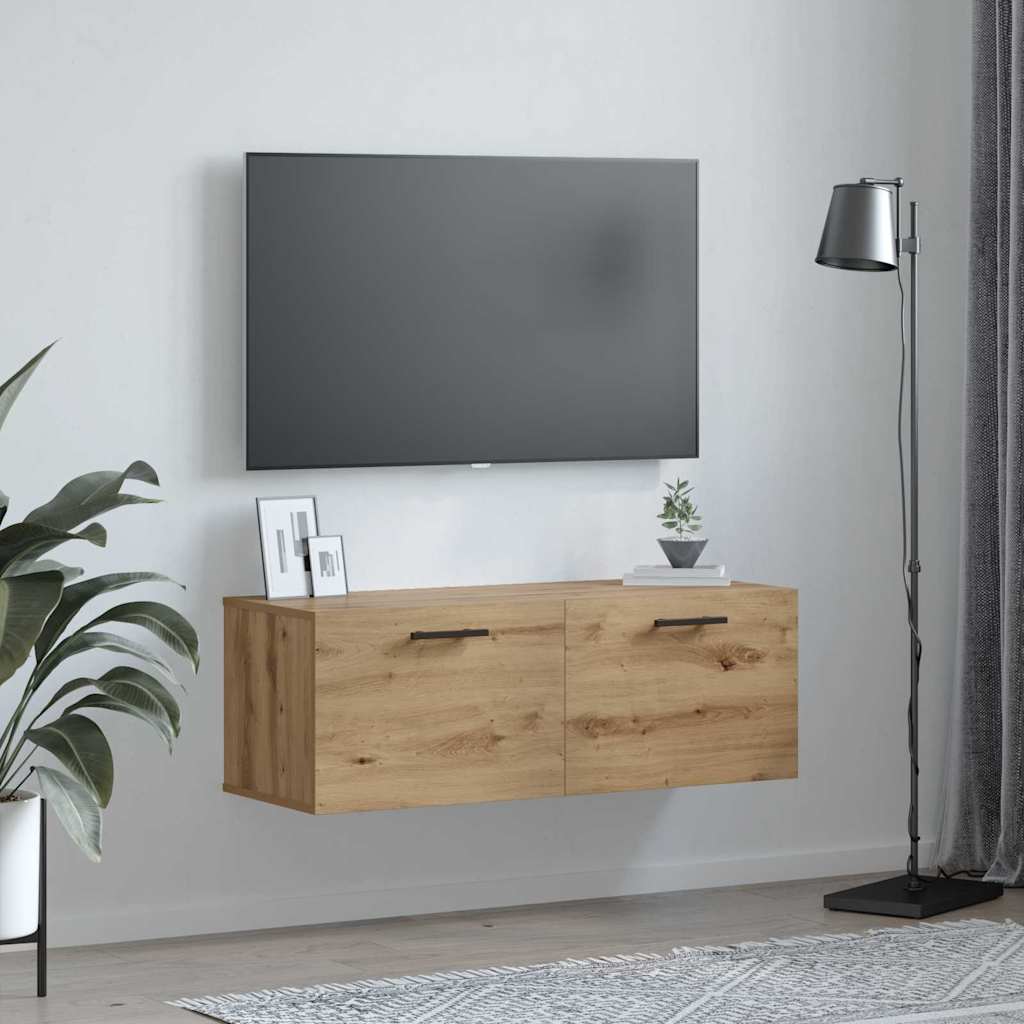 Wandschrank 100 x 36,5 x 35 cm Holzwerkstoff Artisan-Eiche