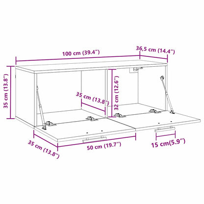Wandschrank 100 x 36,5 x 35 cm Holzwerkstoff Artisan-Eiche