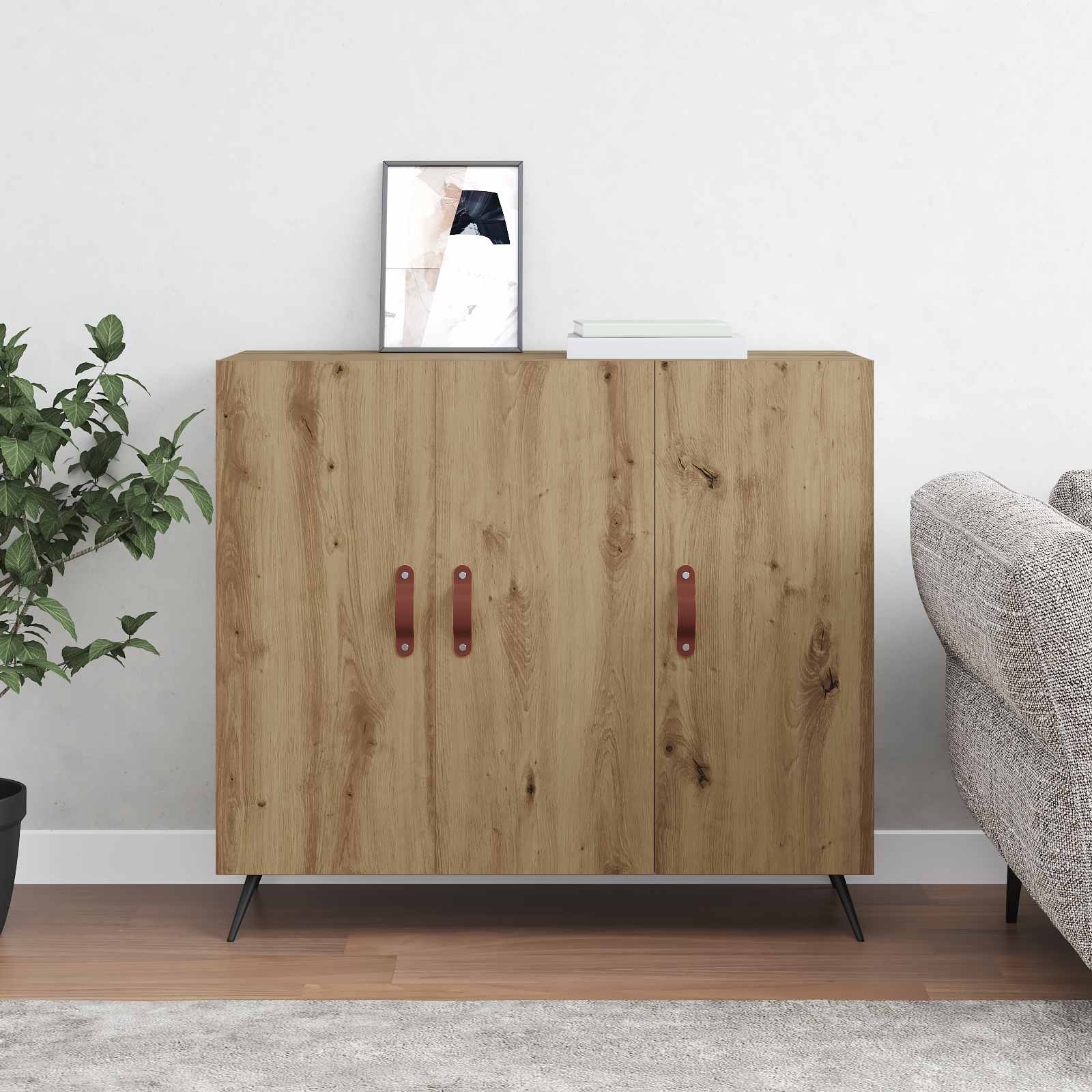 Sideboard Artisan-Eiche 89,5 x 34 x 80 cm Holzwerkstoff