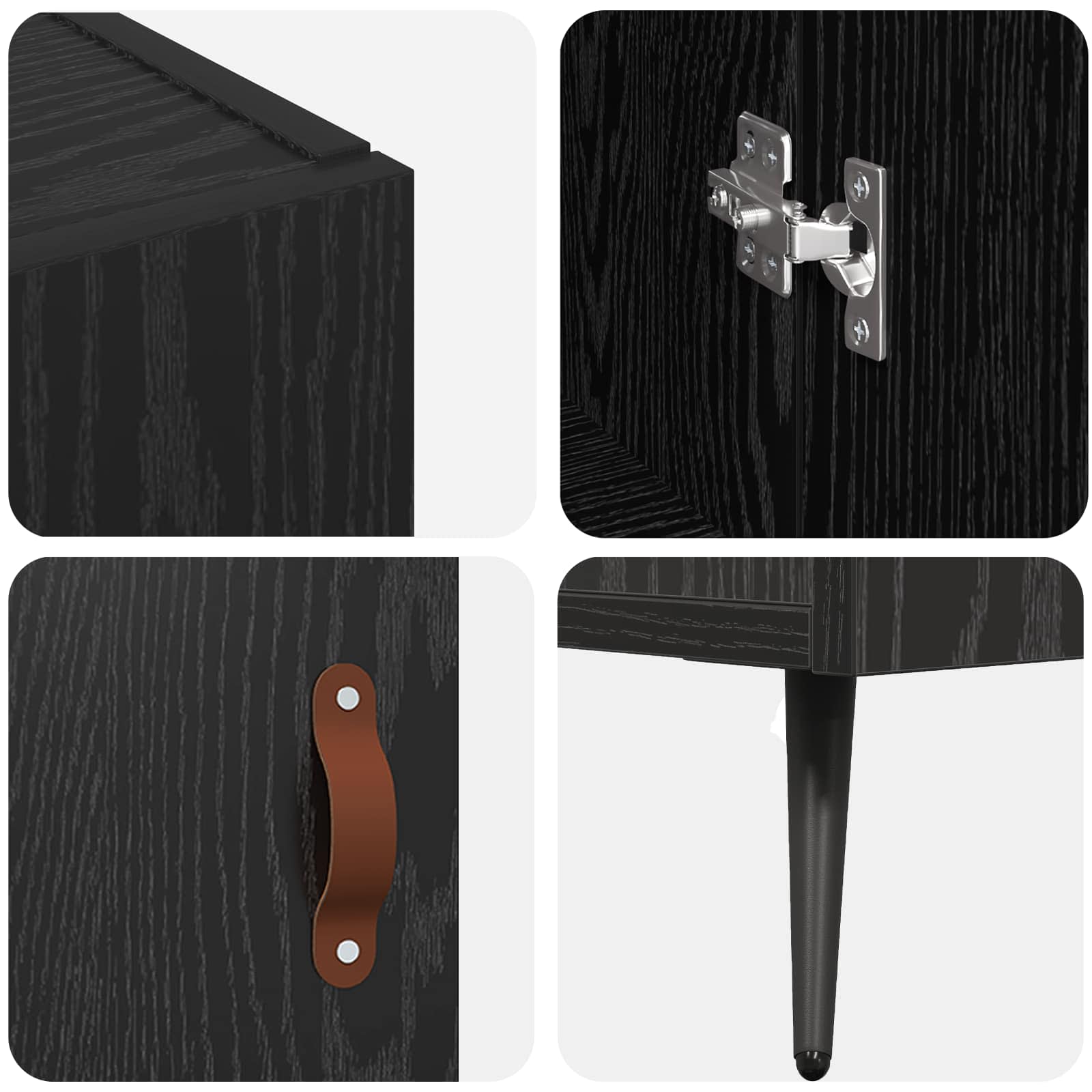Sideboard Schwarz Eichen-Optik 89,5 x 34 x 80 cm Holzwerkstoff