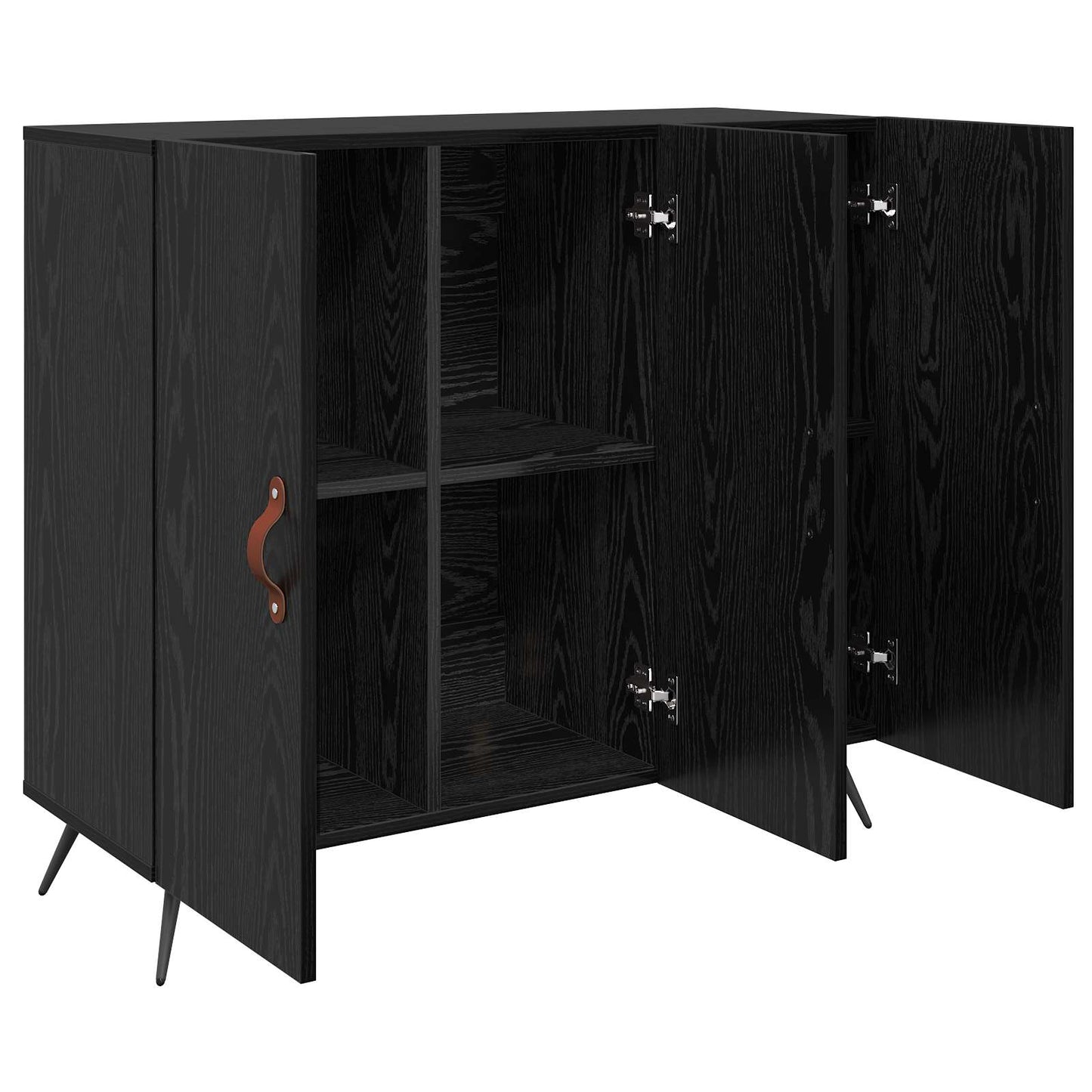 Sideboard Schwarz Eichen-Optik 89,5 x 34 x 80 cm Holzwerkstoff