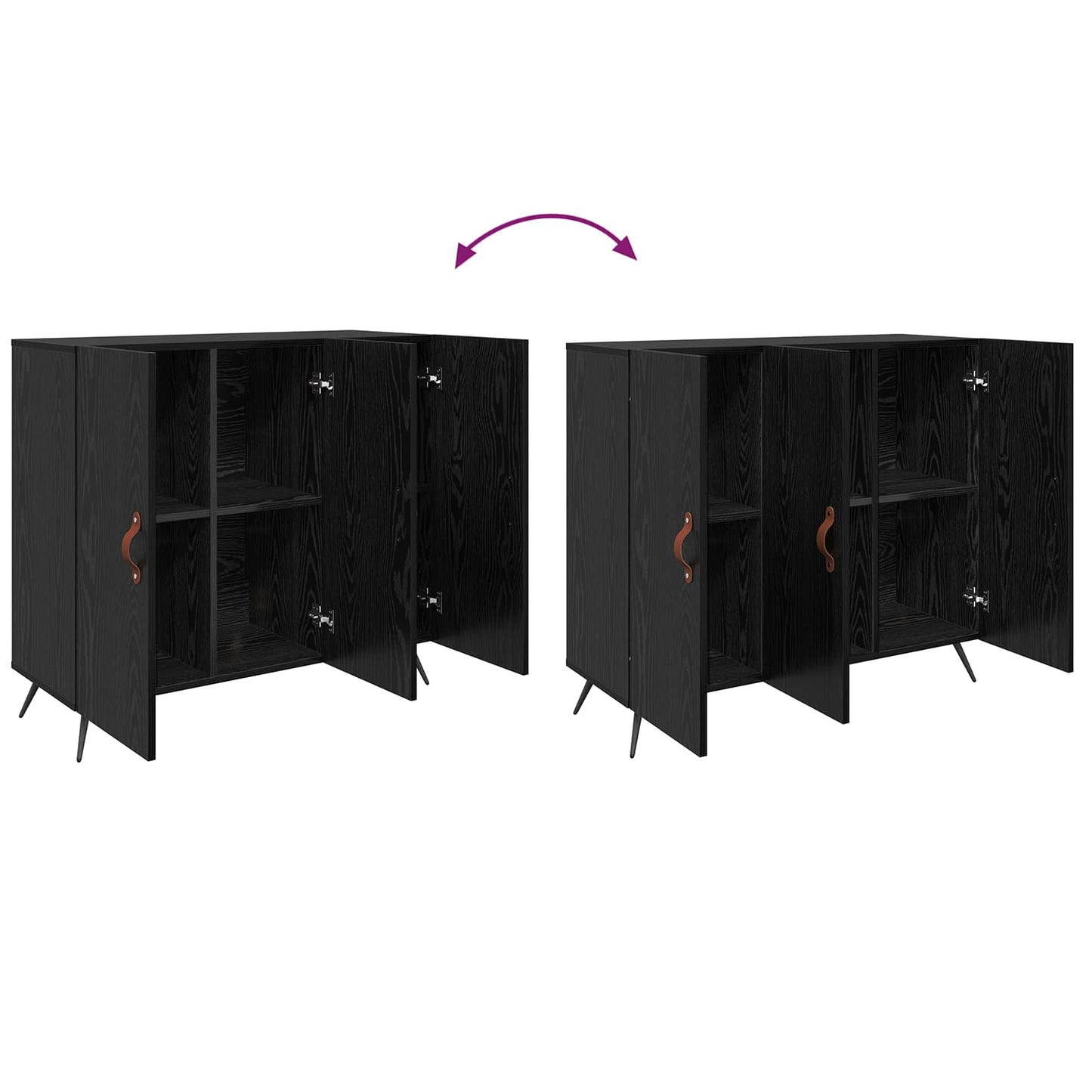 Sideboard Schwarz Eichen-Optik 89,5 x 34 x 80 cm Holzwerkstoff