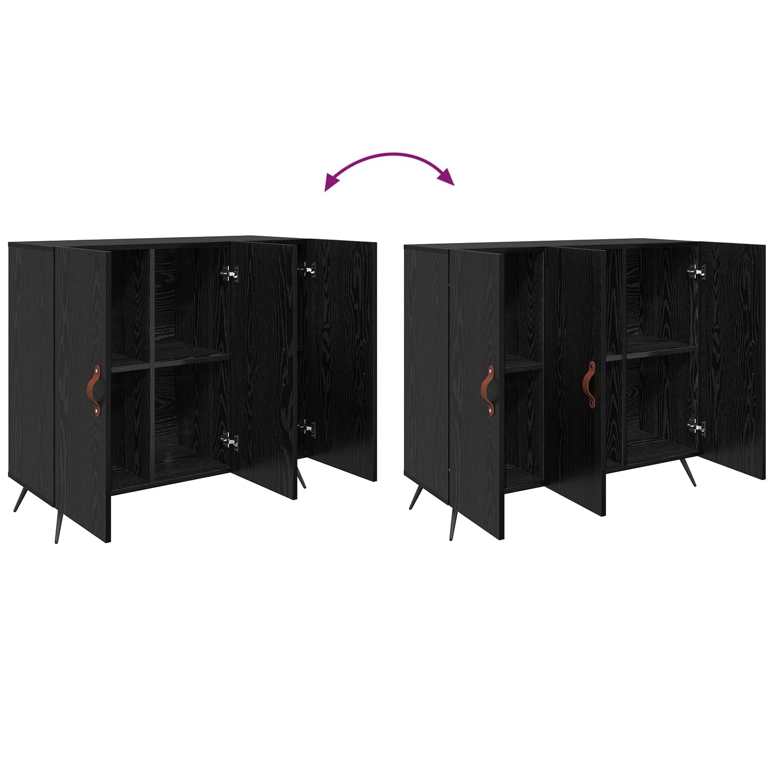 Sideboard Schwarz Eichen-Optik 89,5 x 34 x 80 cm Holzwerkstoff
