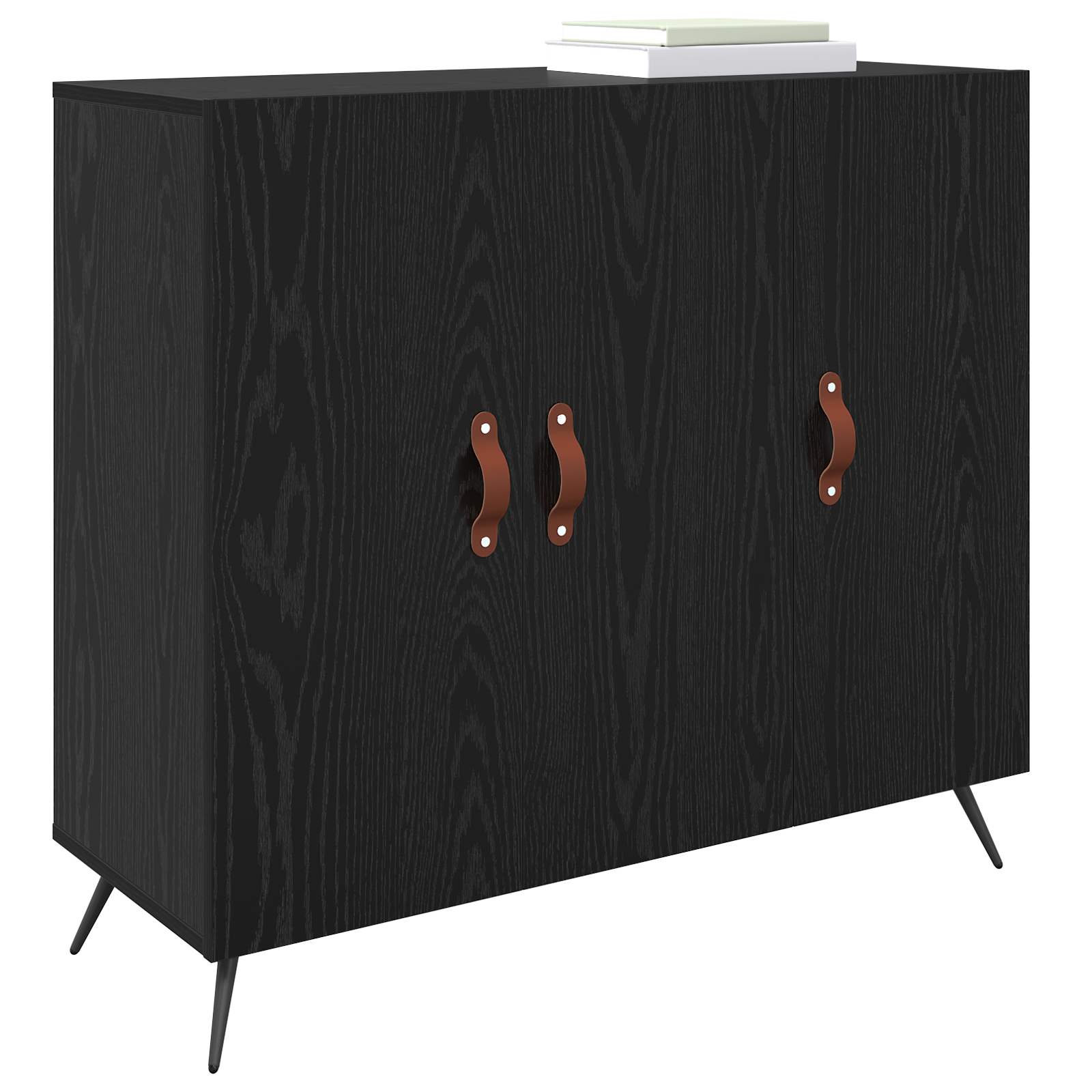 Sideboard Schwarz Eichen-Optik 89,5 x 34 x 80 cm Holzwerkstoff