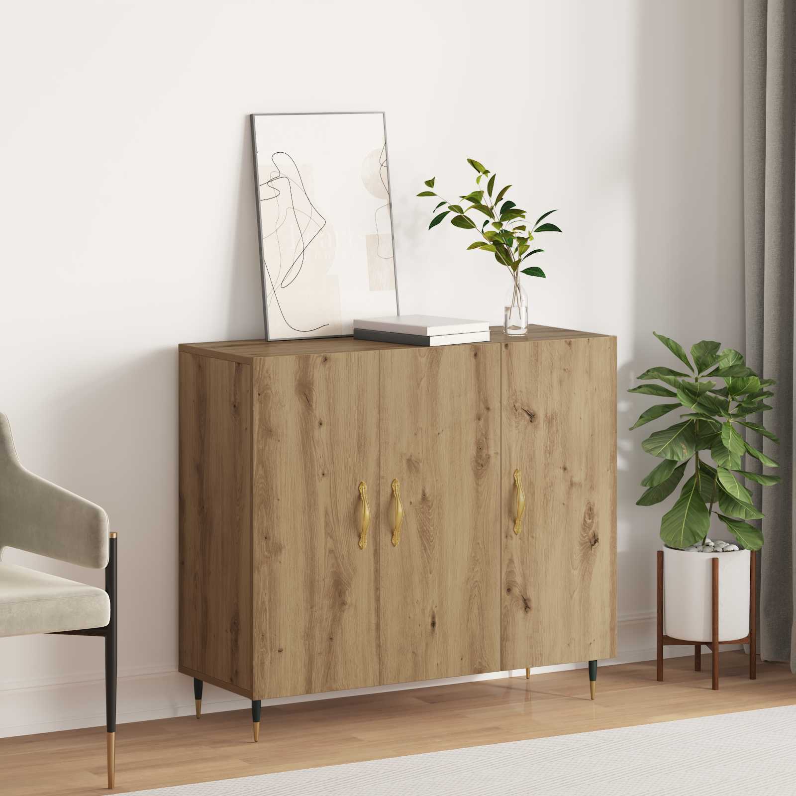 Sideboard Artisan-Eiche 90 x 34 x 80 cm Holzwerkstoff