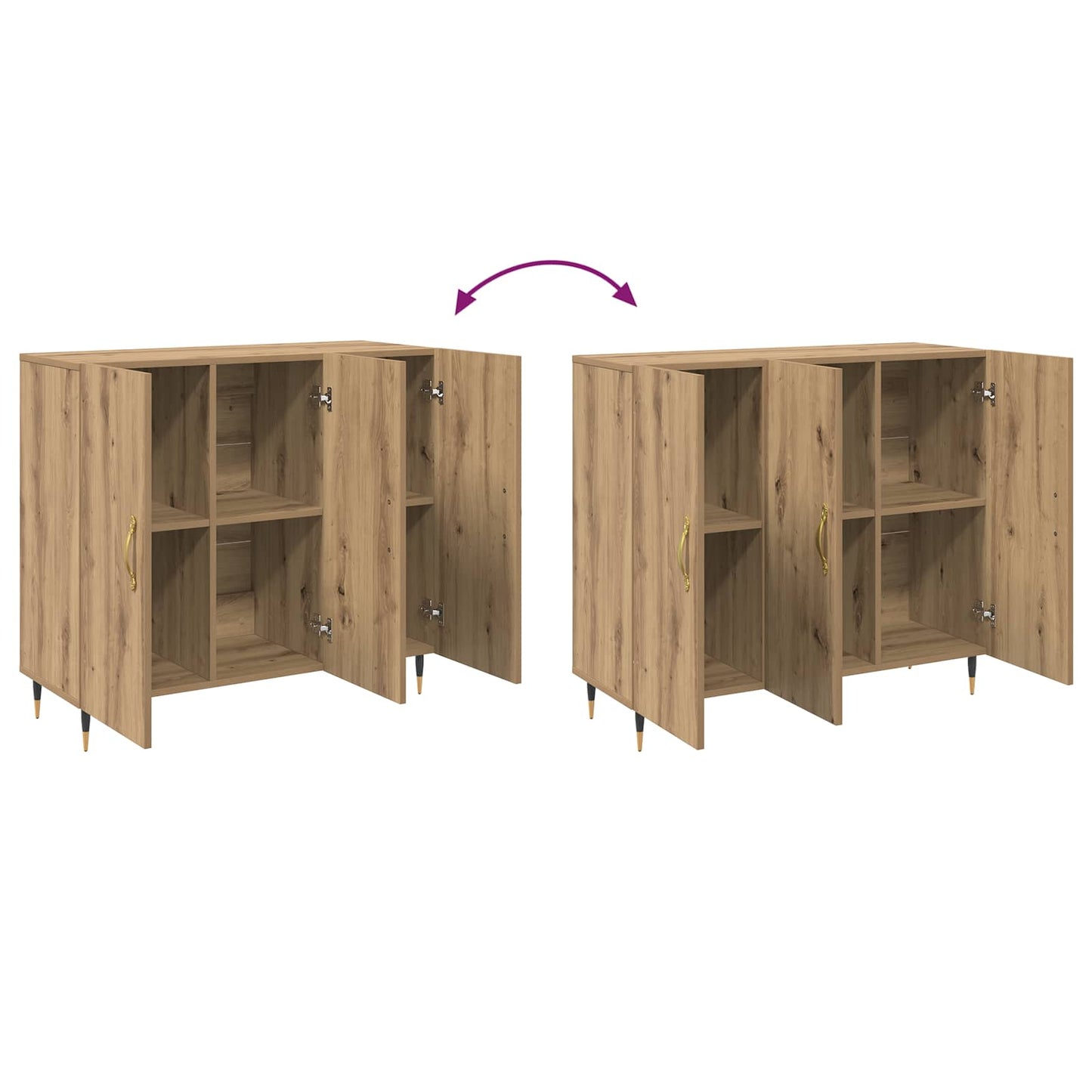 Sideboard Artisan-Eiche 90 x 34 x 80 cm Holzwerkstoff