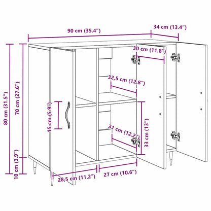 Sideboard Artisan-Eiche 90 x 34 x 80 cm Holzwerkstoff