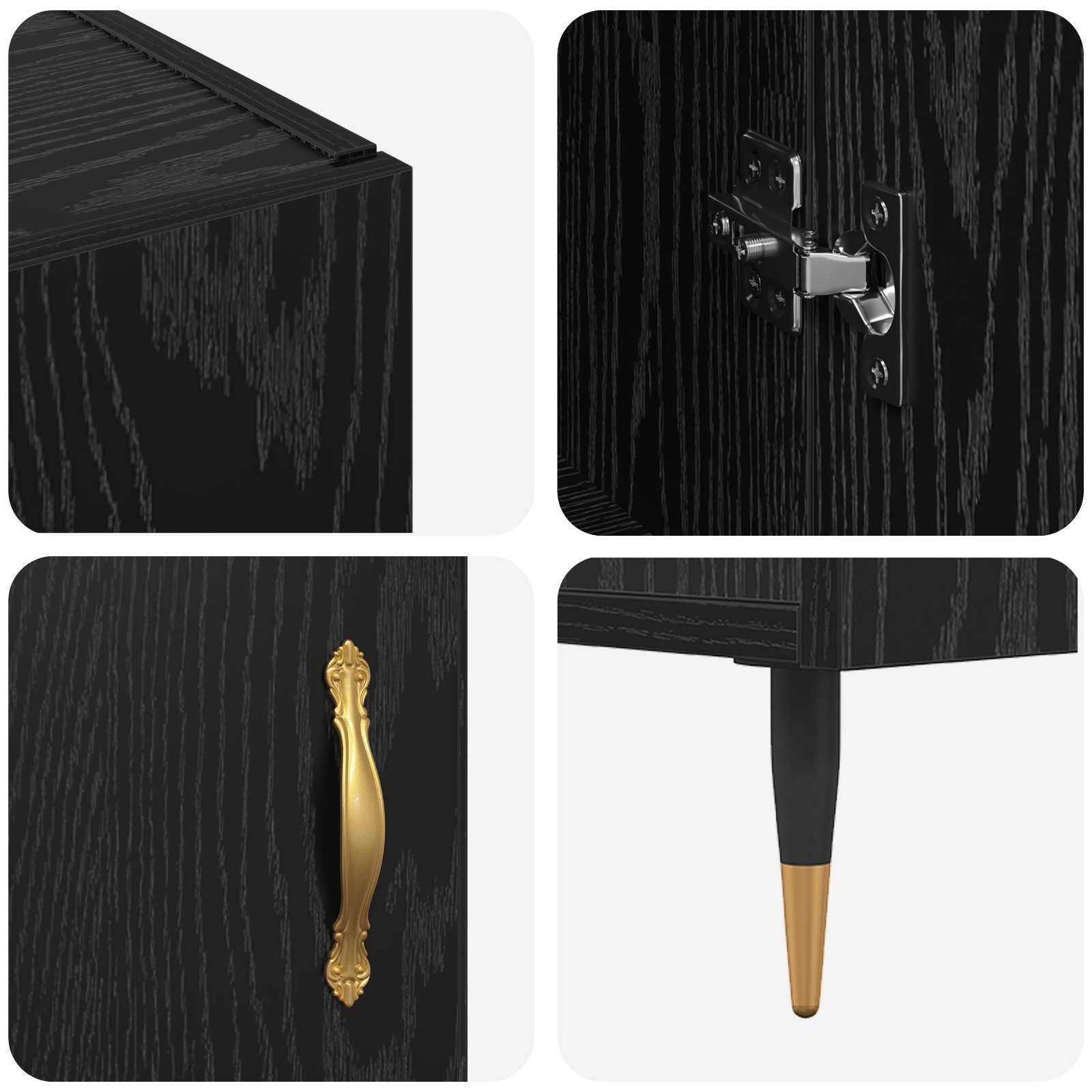 Sideboard Schwarz Eichen-Optik 90 x 34 x 80 cm Holzwerkstoff