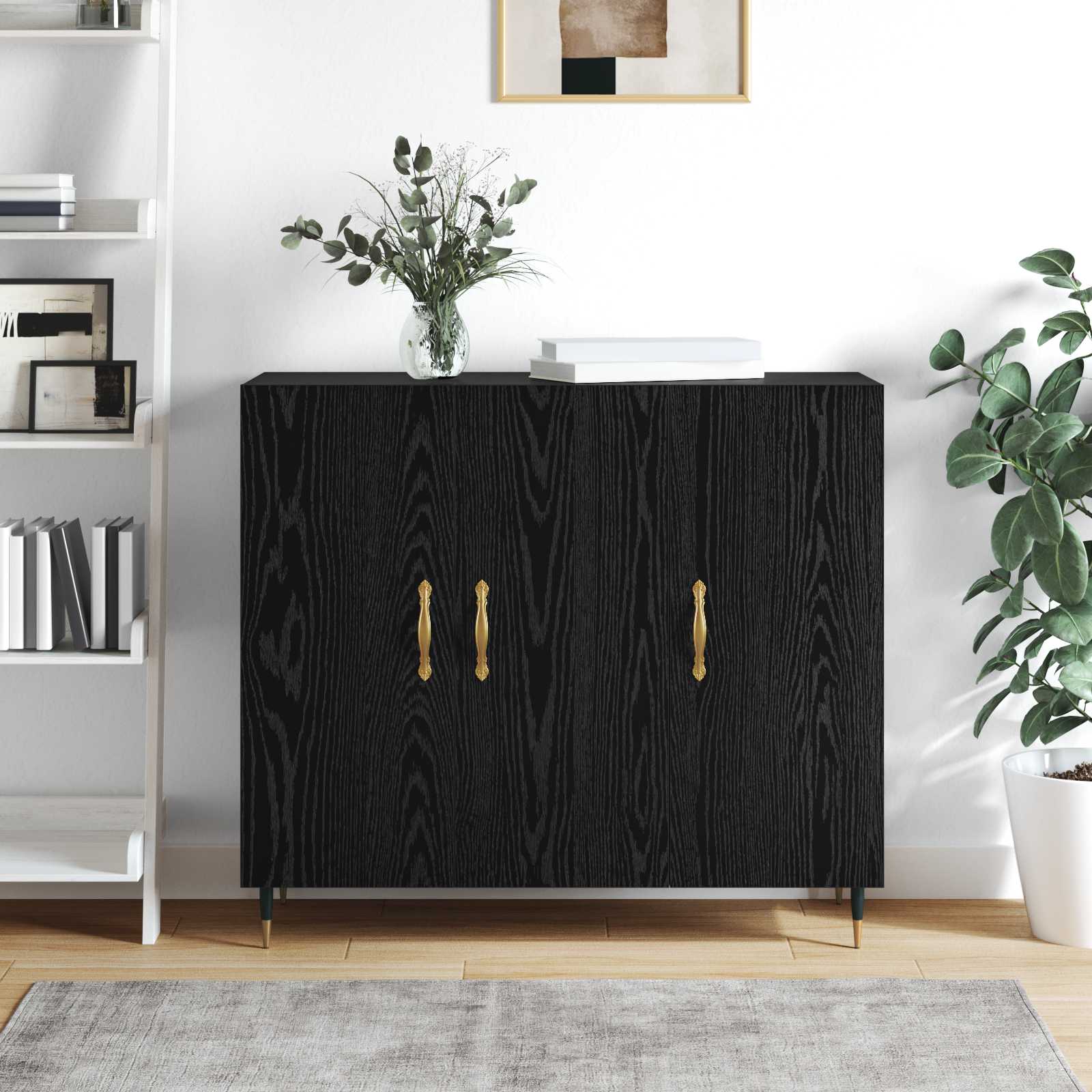 Sideboard Schwarz Eichen-Optik 90 x 34 x 80 cm Holzwerkstoff