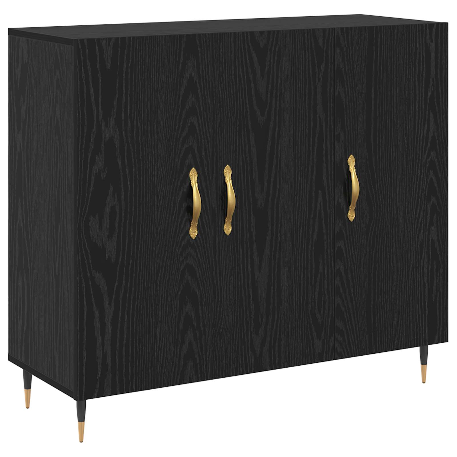 Sideboard Schwarz Eichen-Optik 90 x 34 x 80 cm Holzwerkstoff