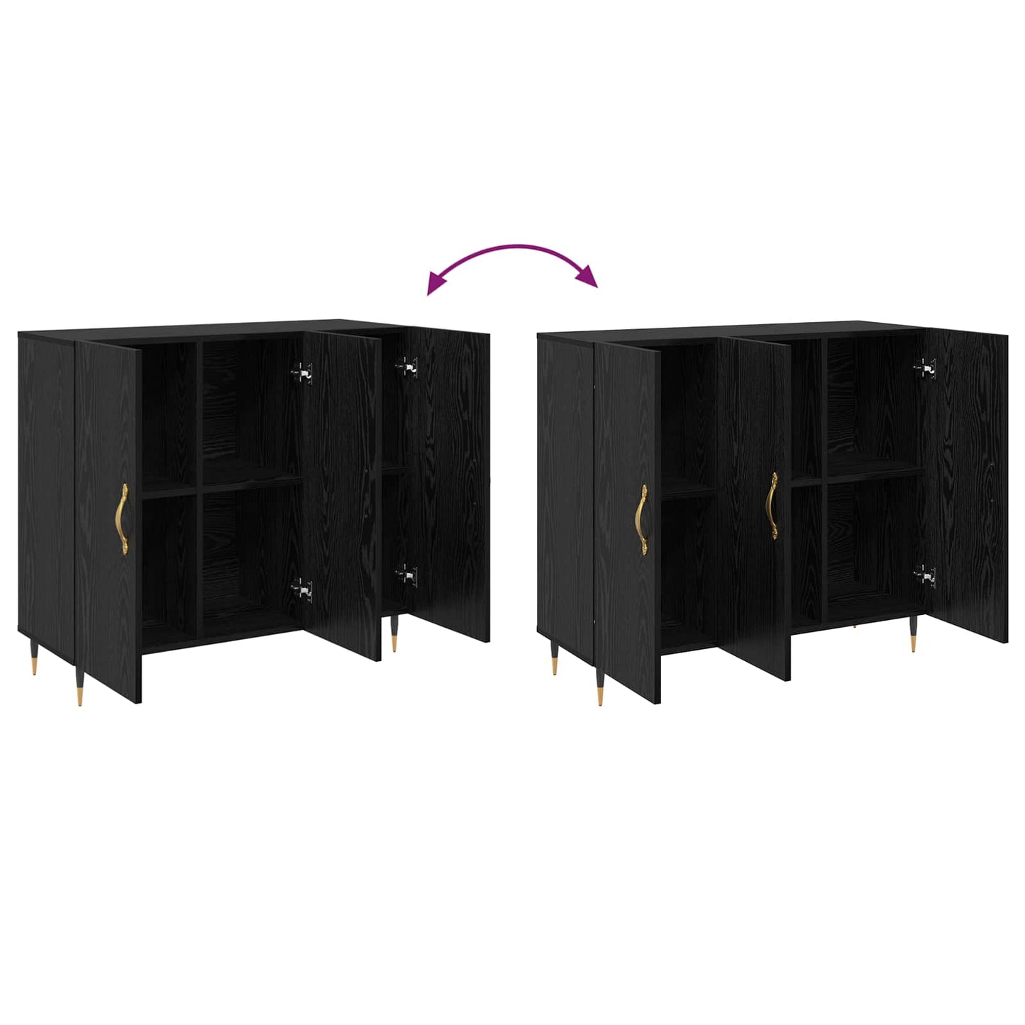 Sideboard Schwarz Eichen-Optik 90 x 34 x 80 cm Holzwerkstoff
