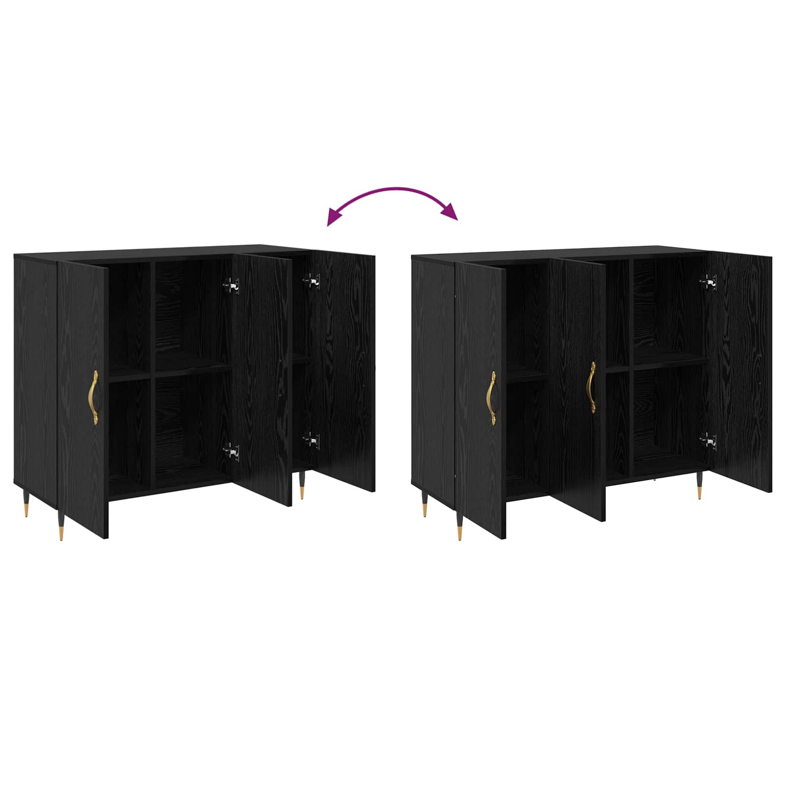 Sideboard Schwarz Eichen-Optik 90 x 34 x 80 cm Holzwerkstoff