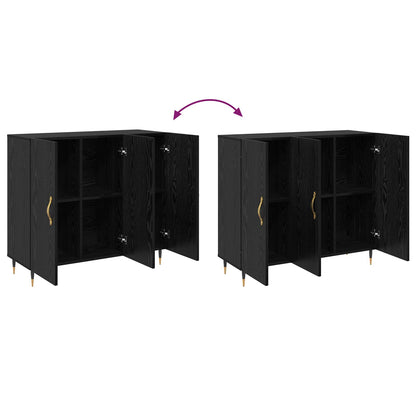 Sideboard Schwarz Eichen-Optik 90 x 34 x 80 cm Holzwerkstoff