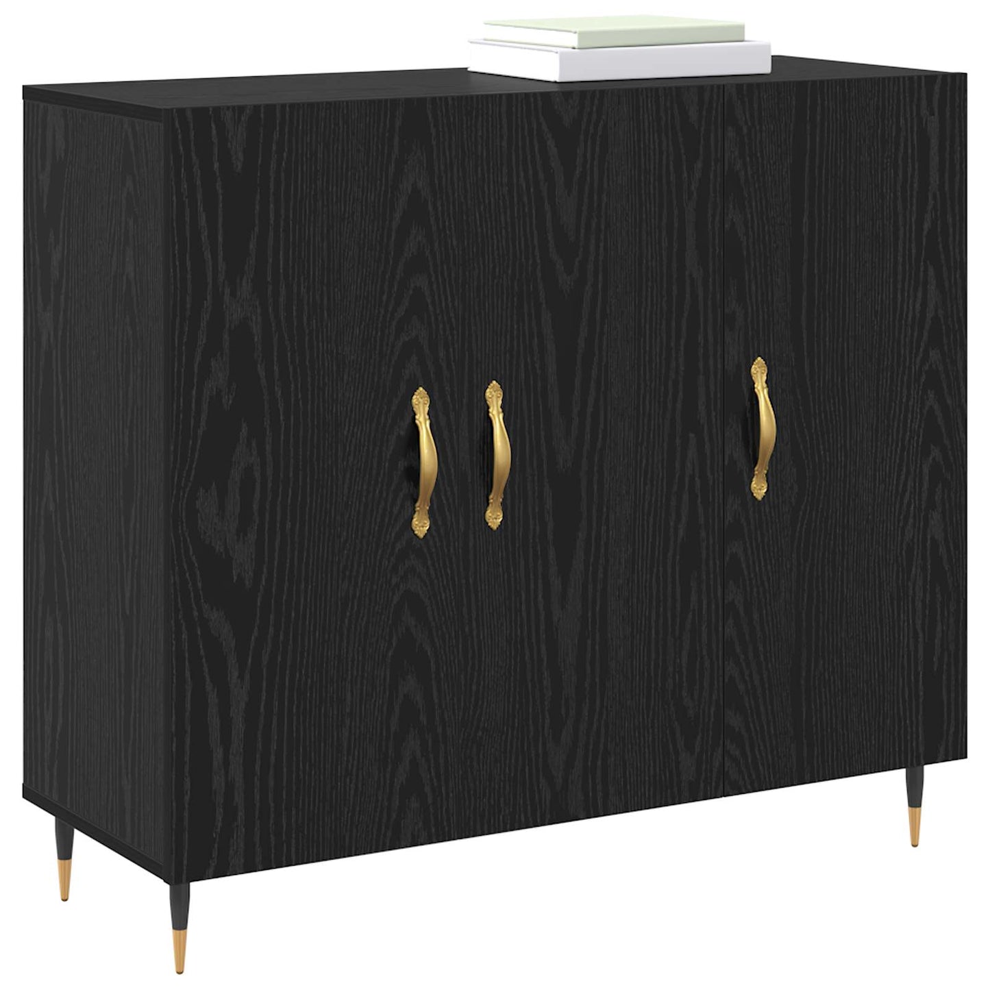 Sideboard Schwarz Eichen-Optik 90 x 34 x 80 cm Holzwerkstoff