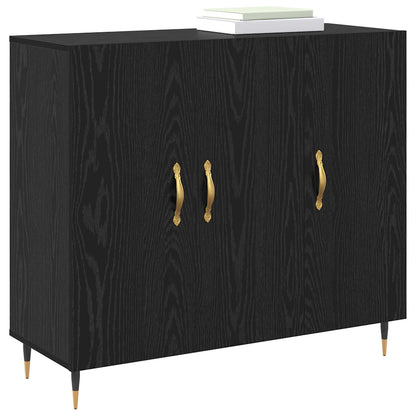 Sideboard Schwarz Eichen-Optik 90 x 34 x 80 cm Holzwerkstoff