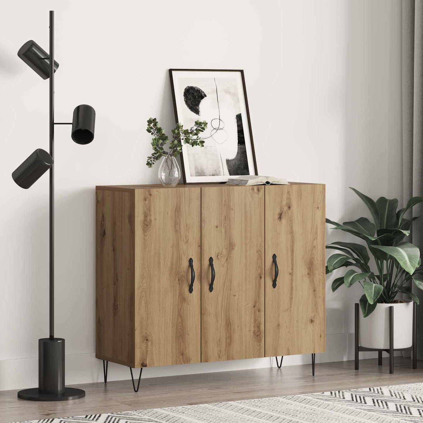 Sideboard Artisan-Eiche 90 x 32,5 x 80 cm Holzwerkstoff