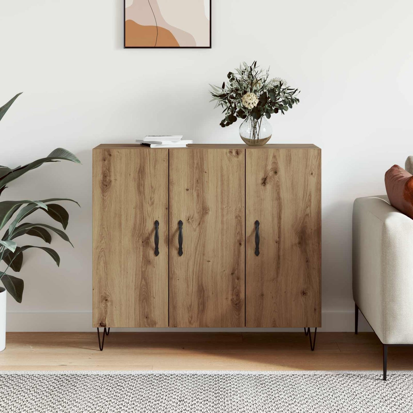Sideboard Artisan-Eiche 90 x 32,5 x 80 cm Holzwerkstoff