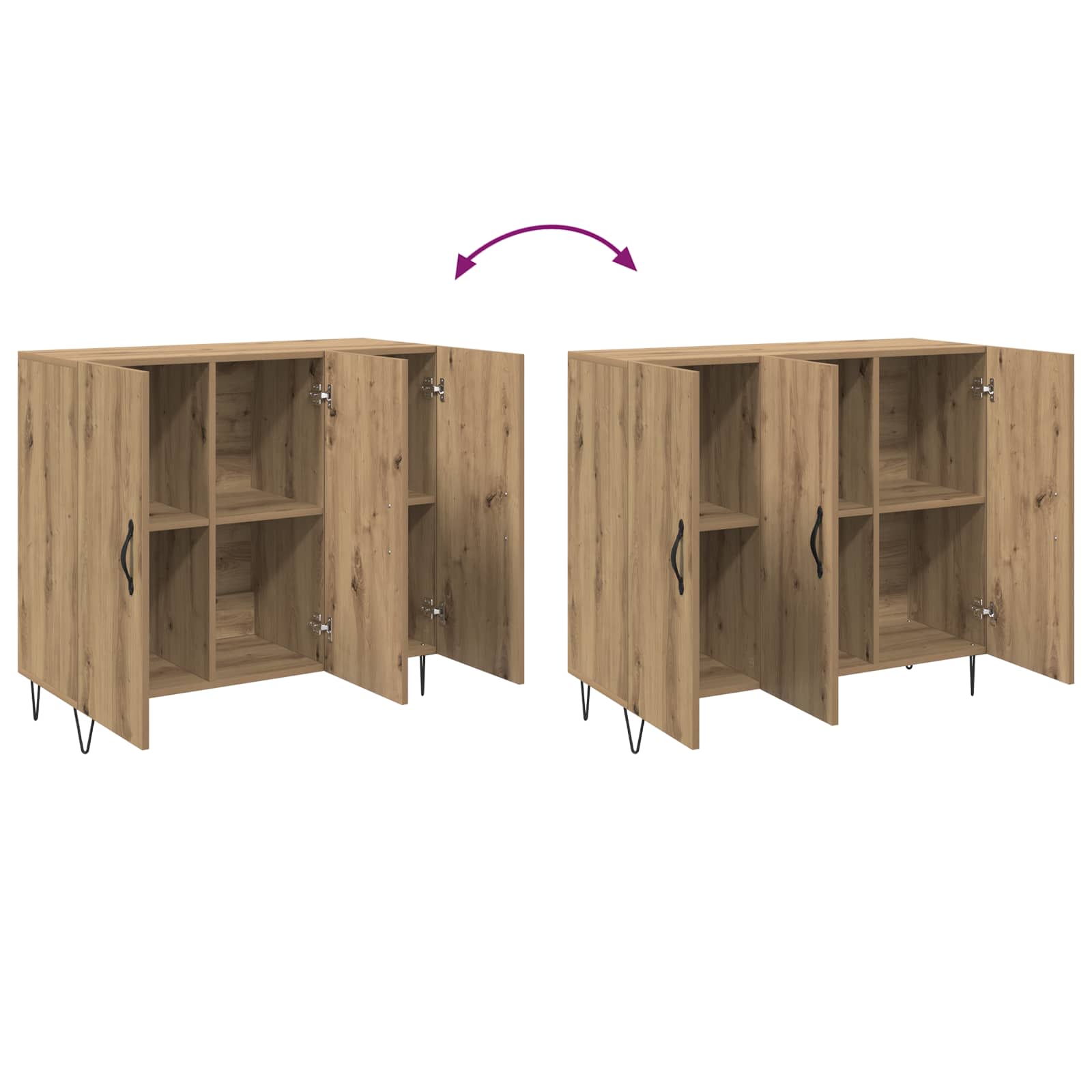 Sideboard Artisan-Eiche 90 x 32,5 x 80 cm Holzwerkstoff