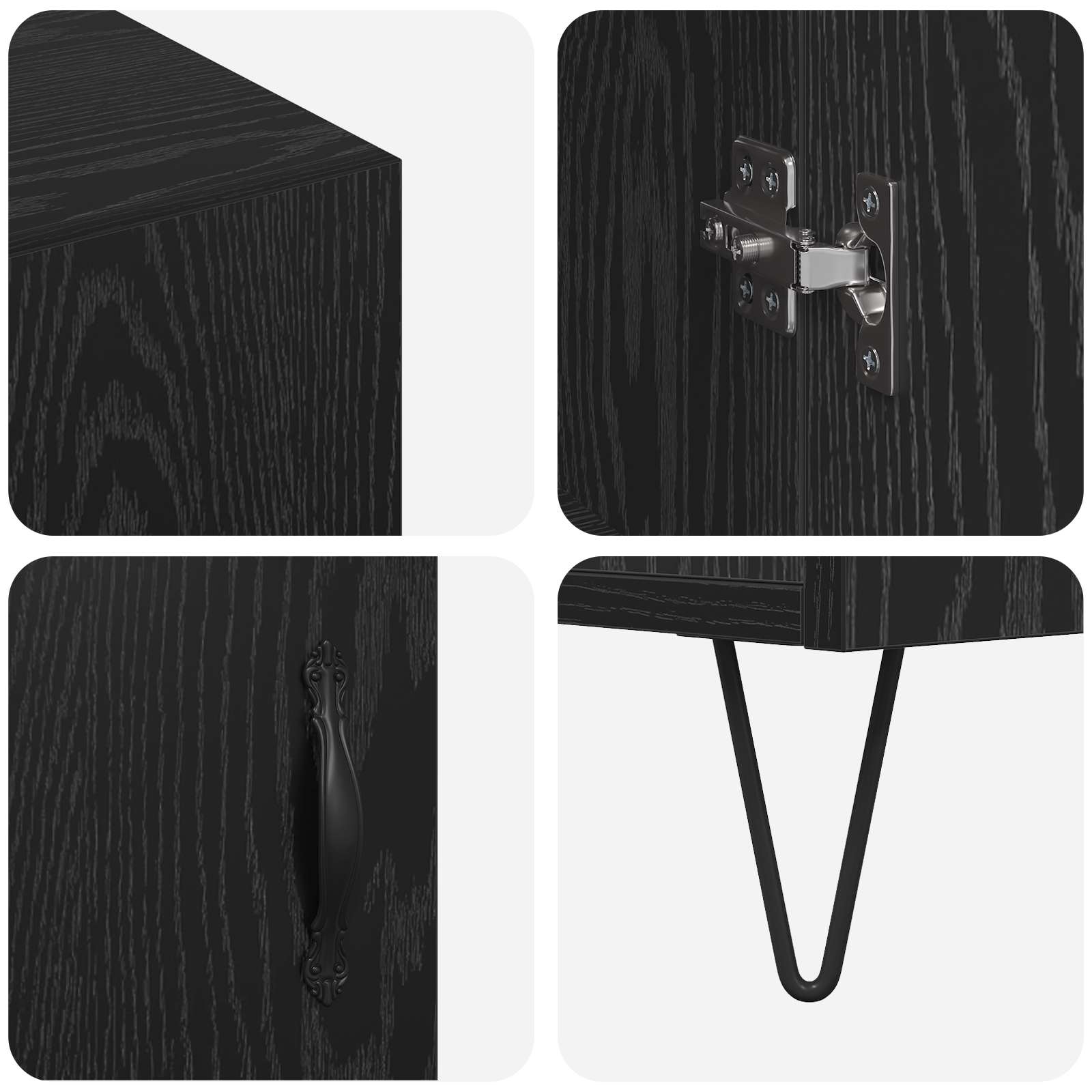 Sideboard Schwarz Eichen-Optik 90 x 32,5 x 80 cm Holzwerkstoff
