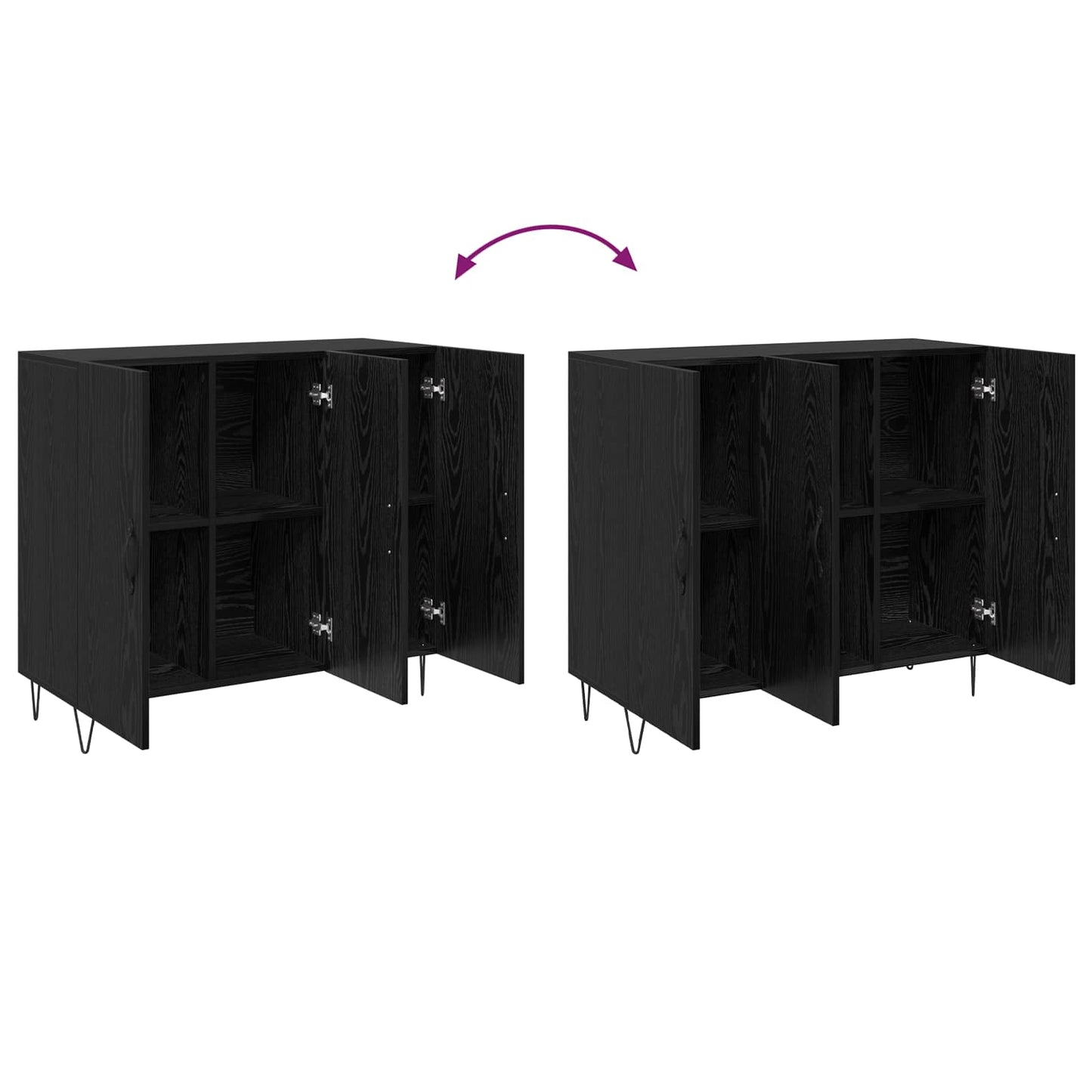 Sideboard Schwarz Eichen-Optik 90 x 32,5 x 80 cm Holzwerkstoff