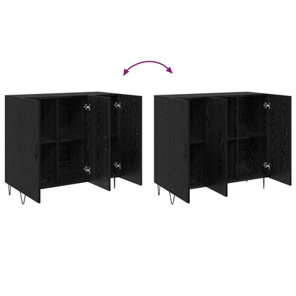 Sideboard Schwarz Eichen-Optik 90 x 32,5 x 80 cm Holzwerkstoff