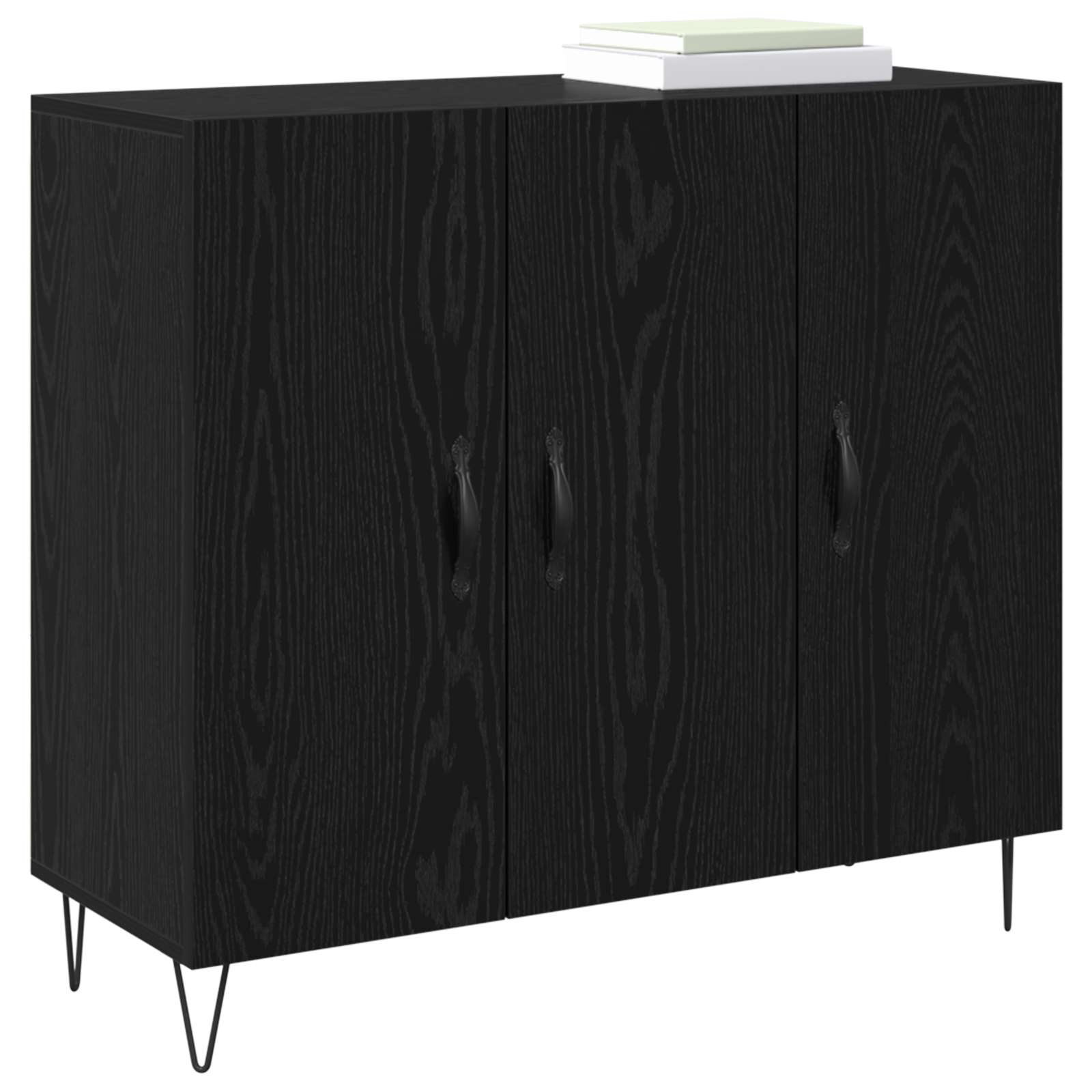 Sideboard Schwarz Eichen-Optik 90 x 32,5 x 80 cm Holzwerkstoff