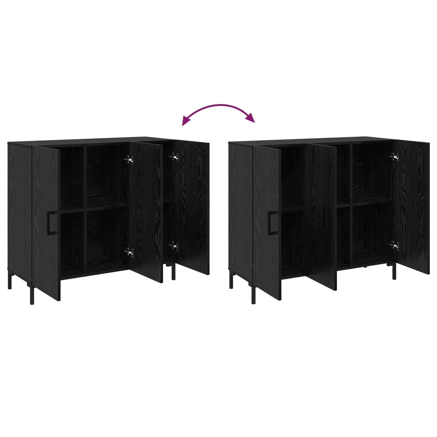 Sideboard Schwarz Eichen-Optik 90 x 34 x 80 cm Holzwerkstoff